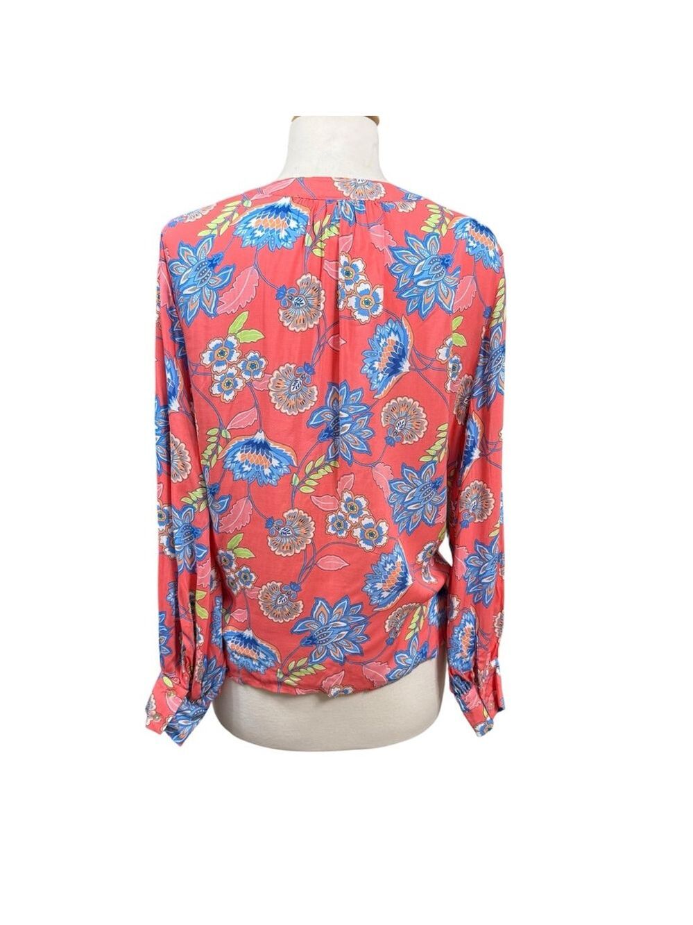 Ruby Rd Petite Floral Blouse Tie Front Boho Lightweight Top Size PM - Picture 6 of 8